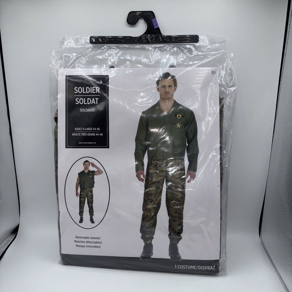 NWT Soldier Costume Adult Men's Military Army 2 Pc Halloween Camo X Large 44-46